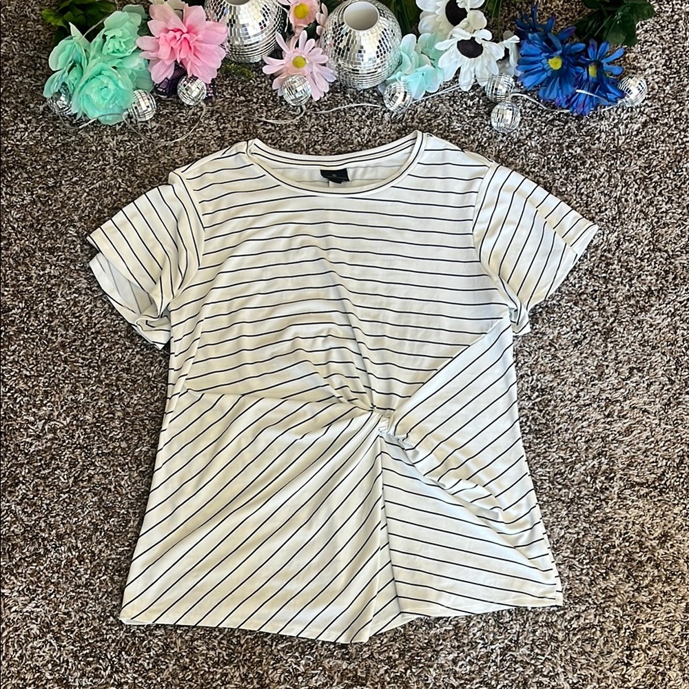 Striped White and Black Women's Top